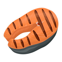 Grilled salmon . Vector illustration on a white background