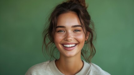Fototapeta premium beauty girl, wearing sweatshirt, happy smiling face