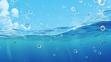 Naklejka na ściany i meble A realistic vector-style depiction of underwater bubbles in crystal-clear waters, showcasing their detailed textures and natural appearance