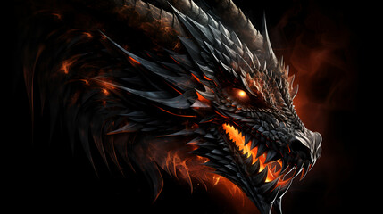 Fototapeta premium Infernal Majesty: The Fire Dragon Head