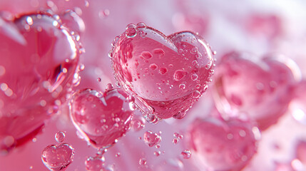 Heart-shaped lollipop candies on a pink background. Valentines day background