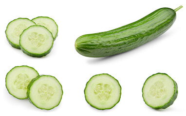 Cucumber isolated on white background with clipping path