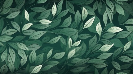 A serene vector design of a lush leaf background, emphasizing the organic patterns and the natural beauty of leaves, all