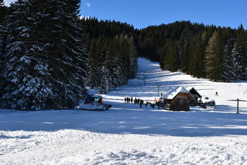 snow covered house in ski resort