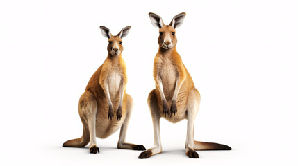 Kangaroos isolated on a white background, 3d render