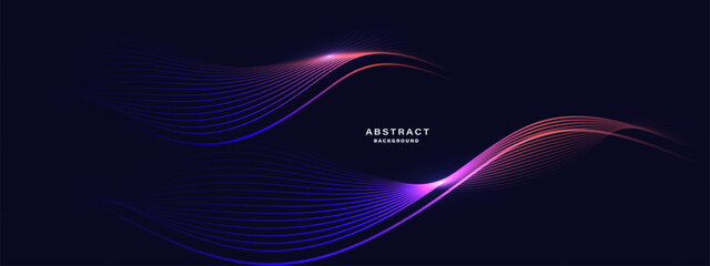 Abstract dark background with glowing wave. Technology hi-tech futuristic template. Vector illustration	