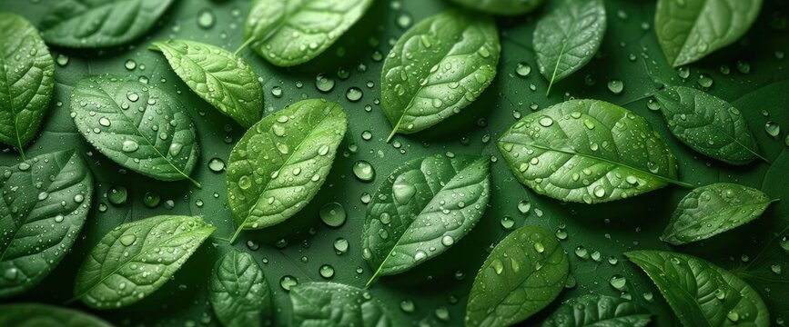  3D Illustration Green Tea Leaves, Wallpaper Pictures, Background Hd