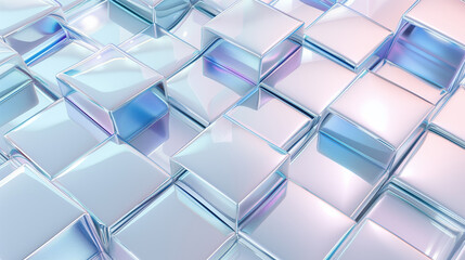 正方形のガラスの3Dモデル。背景画像_青色
3D model of glass squares. Chromatic sculpture. Blue based wallpaper background [Generative AI]