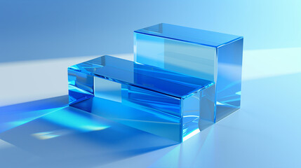 正方形のガラスの3Dモデル。背景画像_青色
3D model of glass squares. Chromatic sculpture. Blue based wallpaper background [Generative AI]