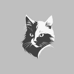 Vector illustration of monochrome cat