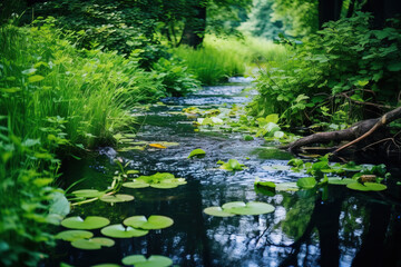 pond in the park. Generative Ai