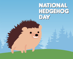national hedgehog day with cute hedgehog