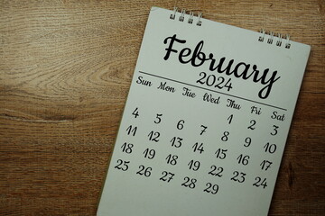 February 2024 annual monthly desk calendar for planning and management