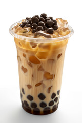 Exquisite Asian drink, bubble tea on white background