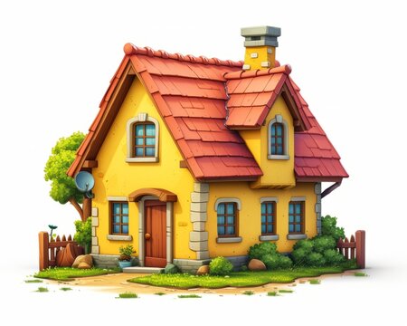 a simple cartoon image of house, isolated on white background