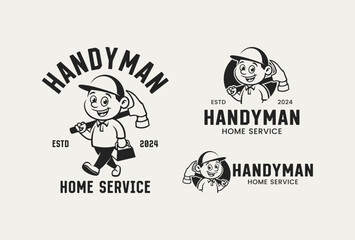 Vintage Retro Cartoon Character of Handyman