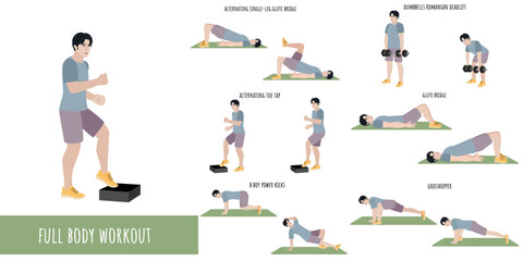 Obraz premium Healthy man doing full body workout