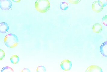背景素材_水彩_シャボン玉_青