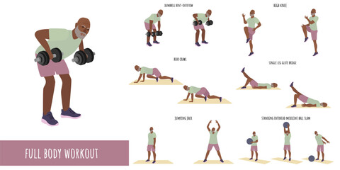 Senior man doing full body workout