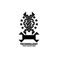 Abstract Initial Logo. Black color isolated on White Background. Technology Branding Logos. Flat Vector Logo Design Template Element icon.