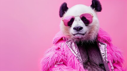 Panda Chic: Elevate your style with our creative animal concept. Glamorous panda in high-end...
