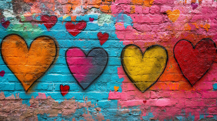 Hearts graffiti on the wall