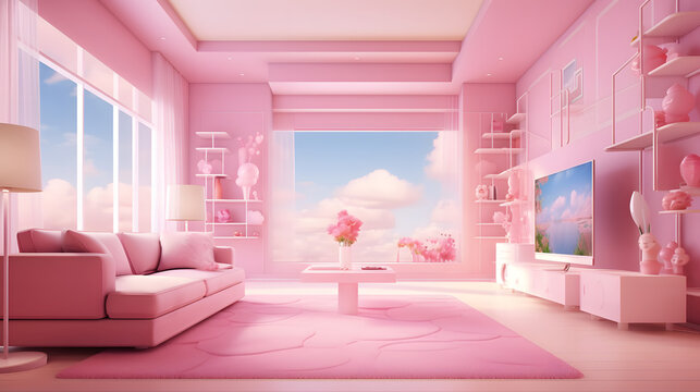 pink theme interior background
