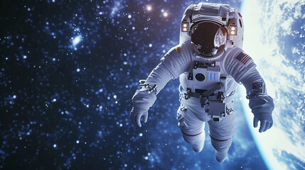 Fototapeta na wymiar 3d illustration of an astronaut in outer space