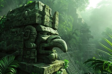 Mayan wonders: ancient civilization and mesmerizing architecture in the heart of the jungle, a visual journey through the mystique of pre-Columbian heritage and monumental ruins. - obrazy, fototapety, plakaty