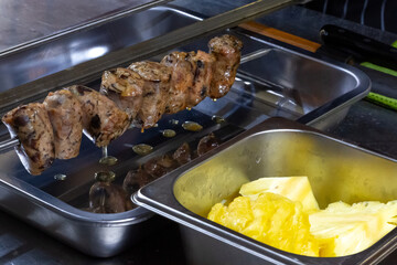 Chorizos soaked in pineapple