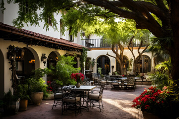 Fototapeta premium Boutique Hotel Courtyard with European Charm