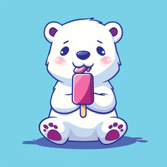 Obraz na płótnie Canvas Cute Cool Polar Bear Eating Ice Cream cartoon vector illustration