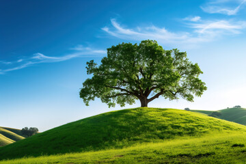 Fototapeta premium lonely tree by the nature. Generative Ai