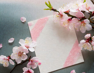 桃の花とメッセージカード