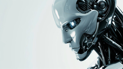 Side view of a robot head with a glowing visor, hinting at advanced AI.