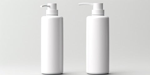 Generate a mockup of a blank facial cleanser dispenser with adjustable pump design.