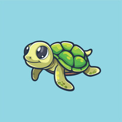 Cute Turtle Swimming cartoon vector illustration