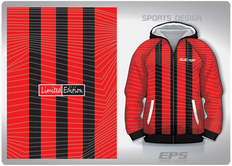 Vector sports shirt background image.Straight stripes and cross stripes in black and red pattern design, illustration, textile background for sports long sleeve hoodie,jersey hoodie.eps