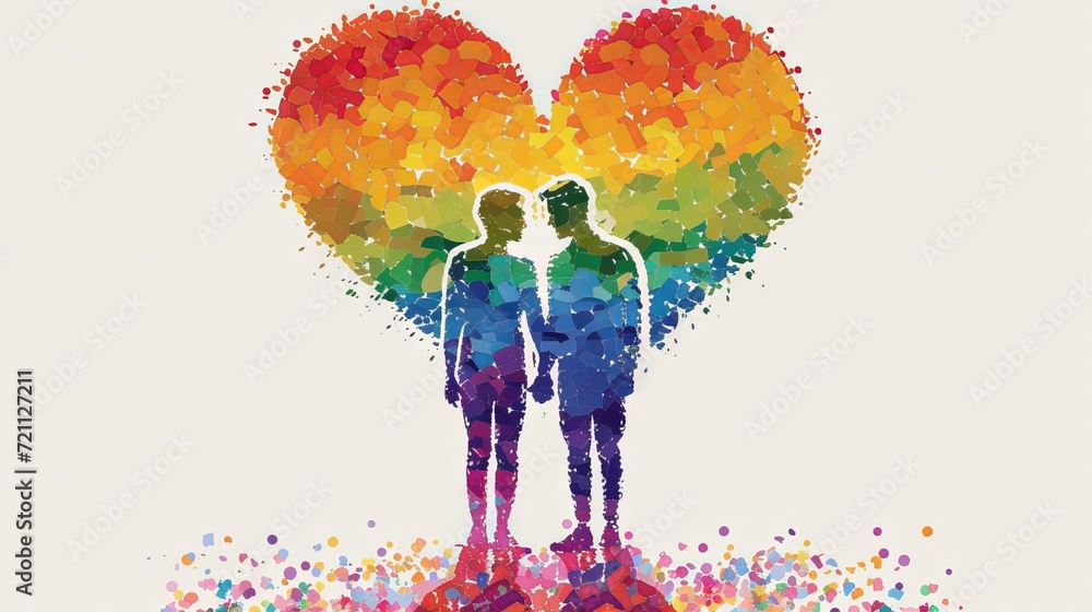 Wall mural Illustration depicting gay love between two men, Valentine's Day concept