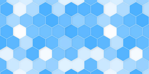 seamless geometric pattern. blue mosaic hexagon background.