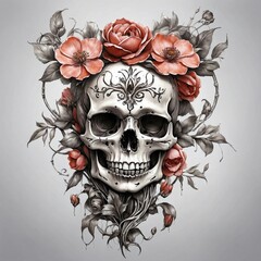 a Flower skull tattoo