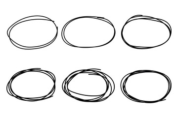 Hand drawn overlapping ovals set
