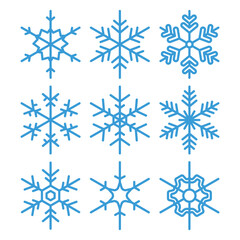 Snowflakes set blue