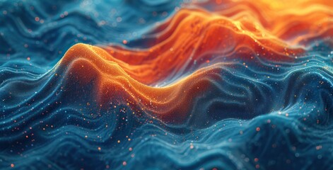 a blue, orange and red image of an image, in the style of colorful vibrations, microfilm