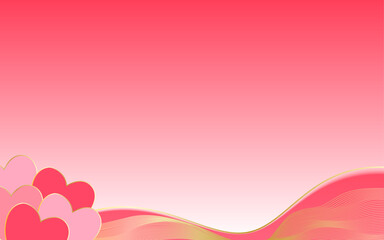 Simple Valentine Background with Heart and Line Gold