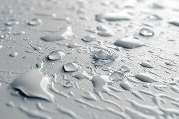  close up of a white surface with water droplets on it, in the style of gray