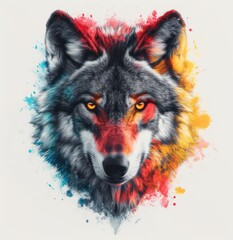 colorful wolf on a white background