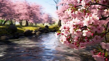 Obraz na płótnie Canvas Cherry Blossom Cascade: Nature's Floral Symphony