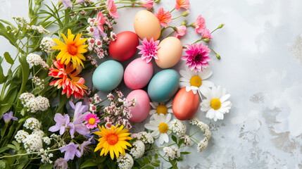 Fototapeta na wymiar Colorful naturally dyed Easter eggs