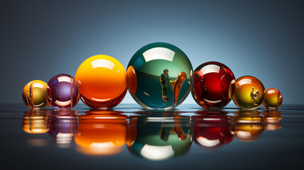 A group of colorful spheres